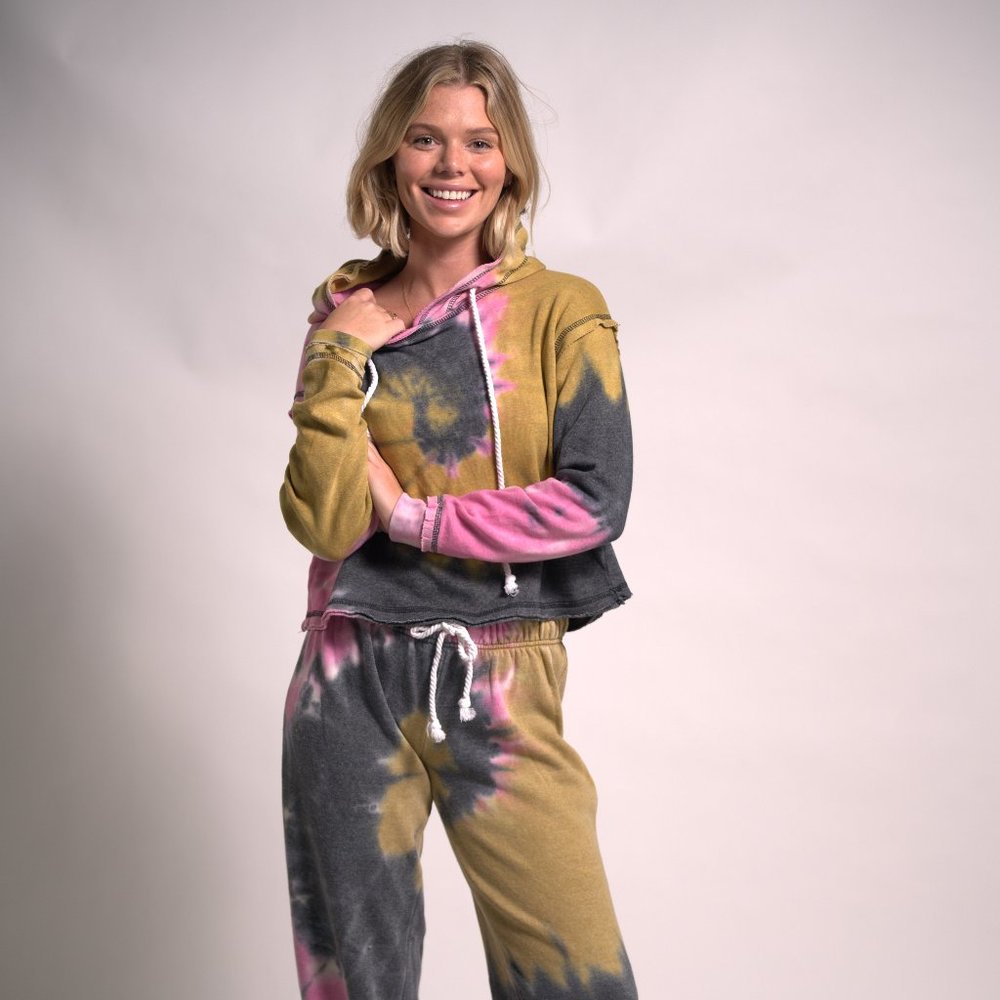 TORNADO SET Hoodie Long Sleeve Tie Dye Outfit and Joggers  Two Piece Set
